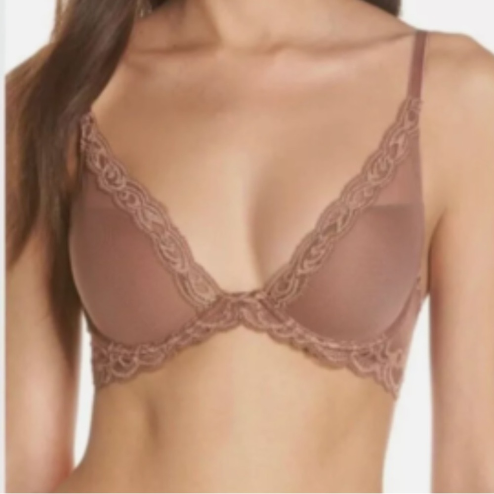 Natori Feathers Plunge Contour Underwire  Bra Glow Brown Women's Size 30DDD